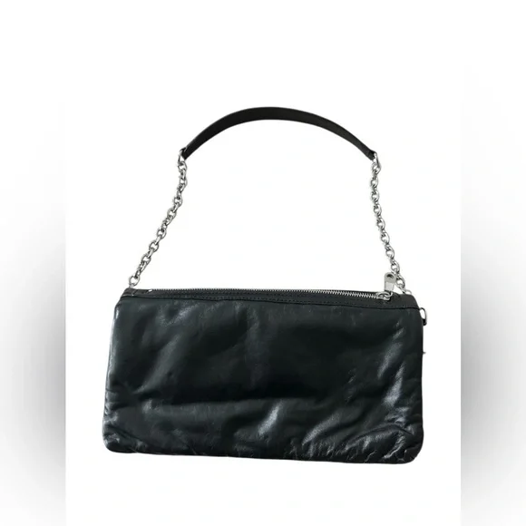 DKNY Black Leather Fold Over Women's Shoulder Bag NWOT - Picture 3 of 15